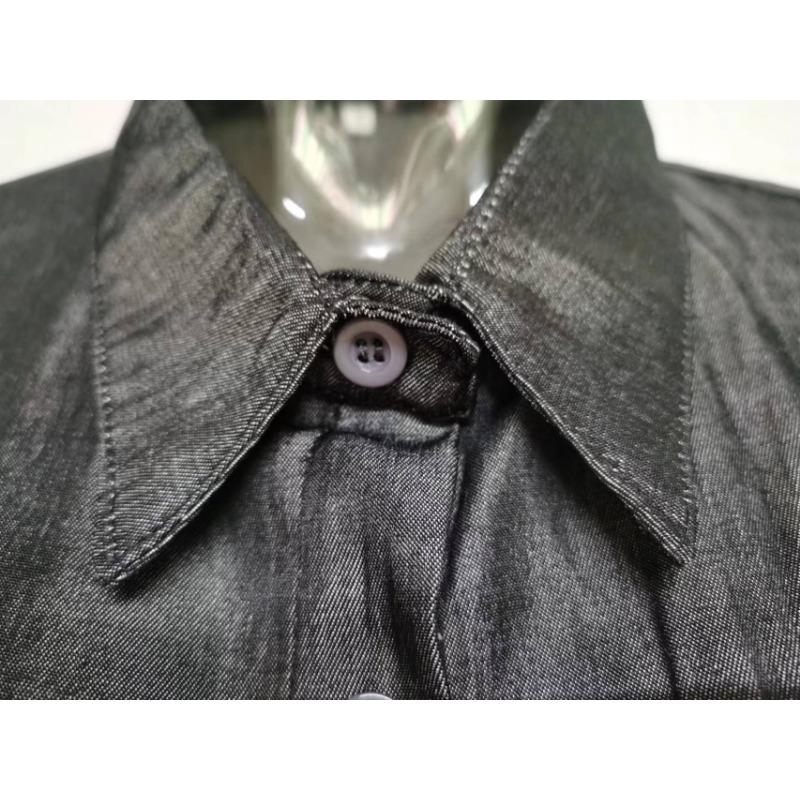 Elegant and Fashionable Long-sleeved Lapel Solid Color Long Denim Dress