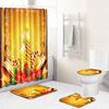 Christmas Shower Curtain Floor Mat Combination Four-Piece Set Bathroom Toilet Carpet Shower Room Mat Foot Mat