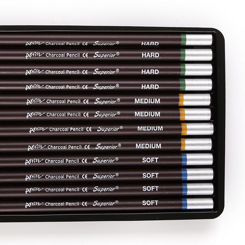 Улучшенный набор из 12 профессиональный карандашей ( жесткий, средний,мягкий) для рисования
