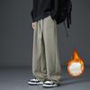 Зимние толстые теплые шерстяные спортивные брюки больших размеров, мужские широкие свободные спортивные повседневные хлопковые прямые брюки для бега