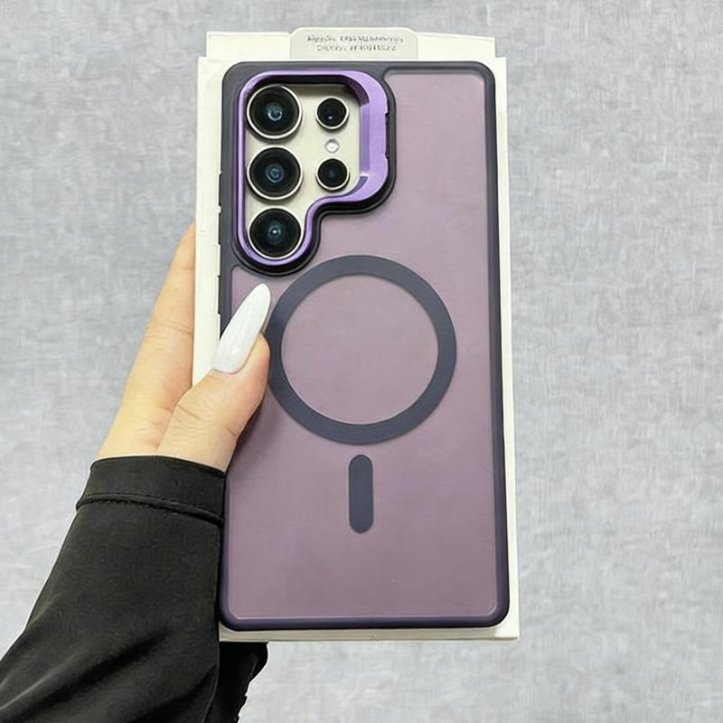 Полупрозрачный Матовый Бронированный Чехол Для Samsung Galaxy S26 S25 S24 S23 Ultra Plus FE A16 A26 A36 A56 A17 Магнитная Крышка для Беспроводной Зарядки