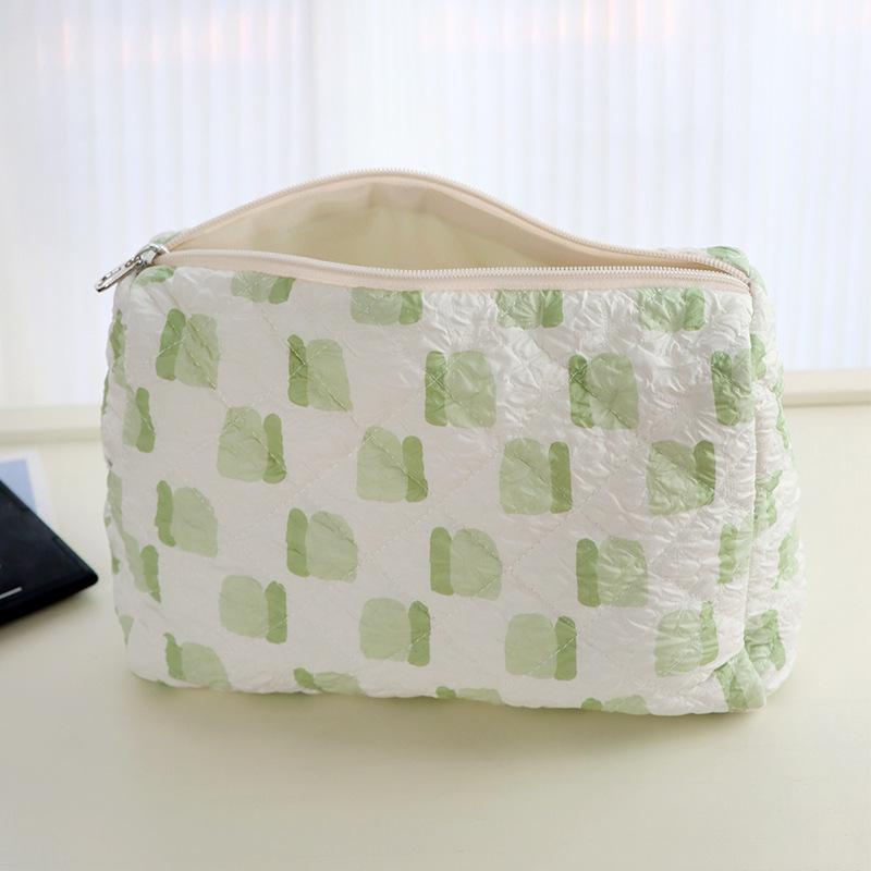 Yellow Duck Pear Large Capacity Makeup & Stationery Bag with Color Block Design