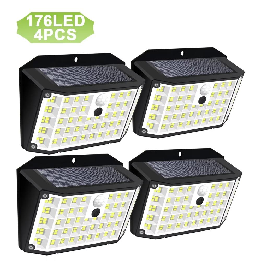 Solar Wall Lamp LED 3 Modes Wall Lamp IP65 Waterproof Powered Sunlight Solar Motion Sensor Flood Light for Outdoor Yard Garden