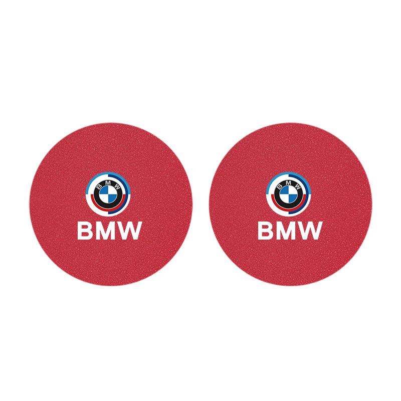 BBIS5 2Pcs Car Coaster Water Cup Mat Non-Slip Pad For BMW Performance E93 G30 E92 E53 F40 F10 F20 F30 X6 E34 E61 E60 E39 E28 X3 X1 X4