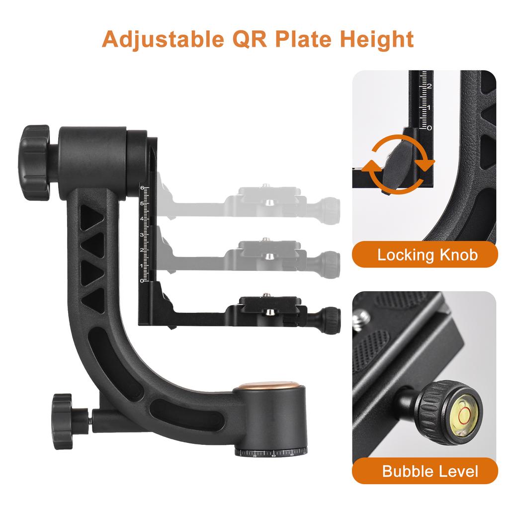 Сверхмощная панорамная головка штатива с поворотом на 360 градусов из алюминиевого сплава, грузоподъемность 15 кг/33 фунта с 1/4 дюйма