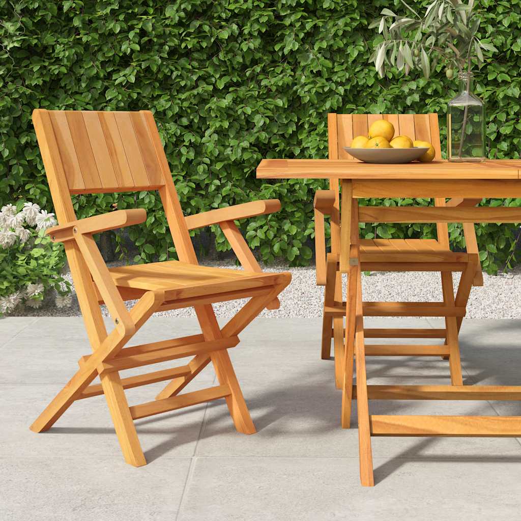 vidaXL Klappstühle, 2 Stück, 55 x 61 x 90 cm, Massivholz Teak