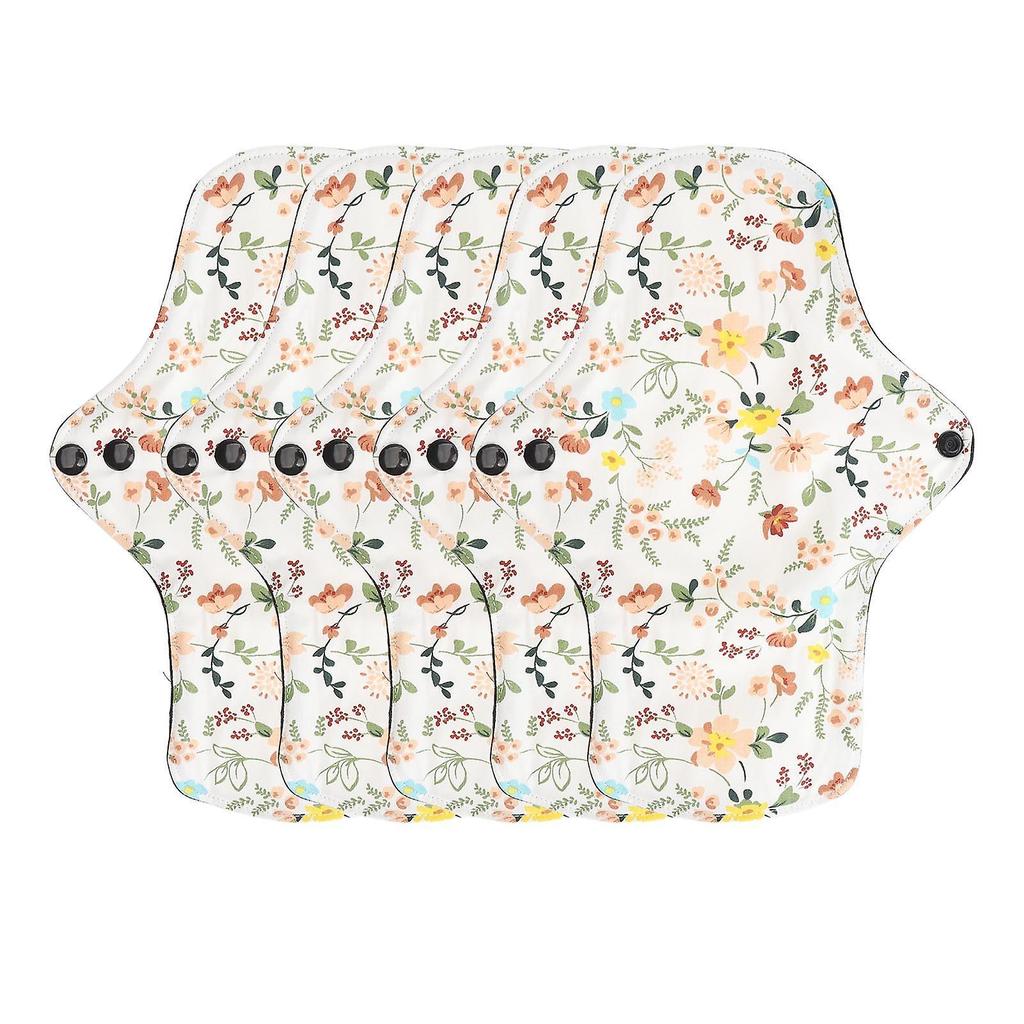 Lot de 5 serviettes hygiéniques lavables et respirantes à motif floral, en coton super absorbant et réutilisable, protège-slips M