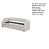 Sofa Bed 90x200cm Folding Cotton Linen Fabric Day with Pull-out Baby Cot Headboard Strong Wood Slat Support Home Furniture, Beige Guest