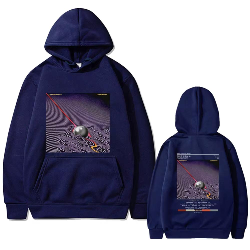 Толстовка с двусторонним принтом Tame Impala Currents Мужская Lndie Поп-рок Музыкальная группа Свитшот Мужская Оверсайз Толстовка