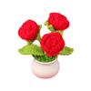 Knitted Flower Realistic Artificial Flowers Low Maintenance Crochet Flower Potted Plant for Home Decor Adult Sex Wear