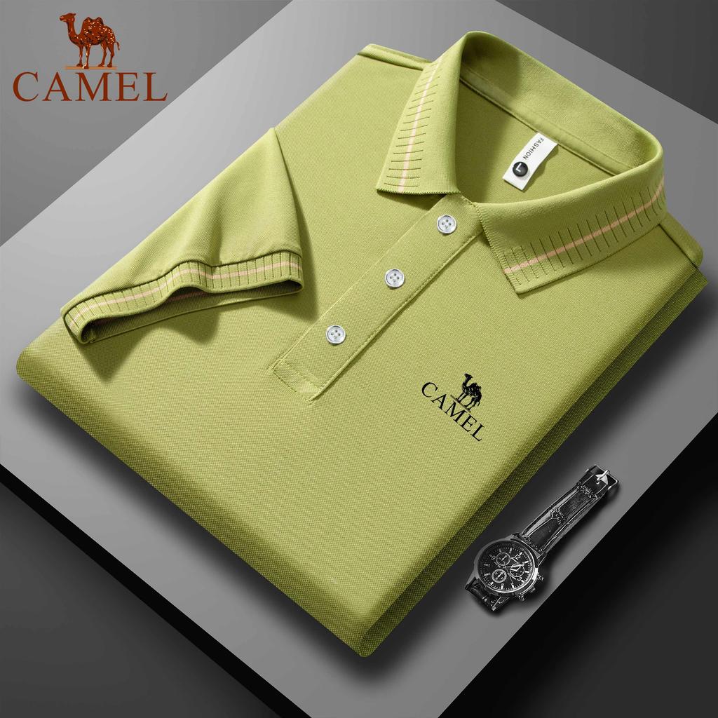 Camel 2025 Лето Новая спортивная повседневная футболка для гольфа с вышитыми лацканами, влагоотводящая и потоотводящая рубашка поло