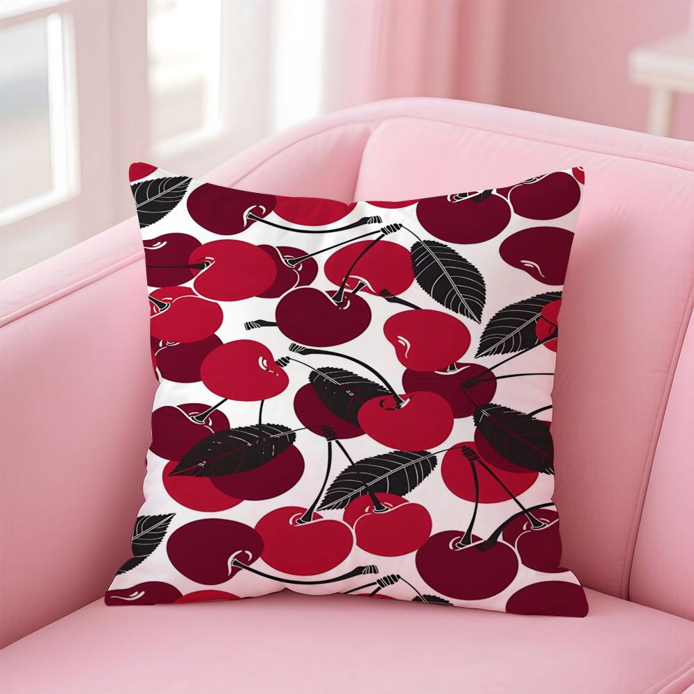 Full print pattern of fruits Art Cushion Cover Pillowcase Short Plush Invisible zipper Room Sofa Cushion Cover