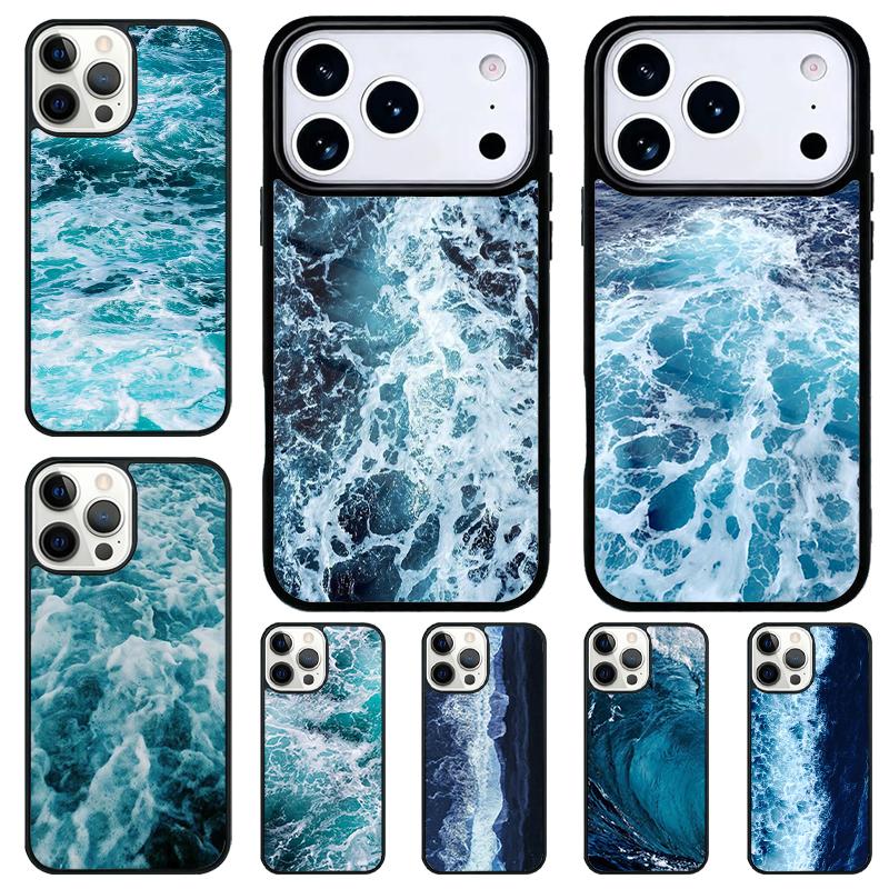 Синие Морские Волны Чехол для Телефона iPhone 17 Air 16 15 11 12 14 13 Pro Max Ударопрочный Чехол