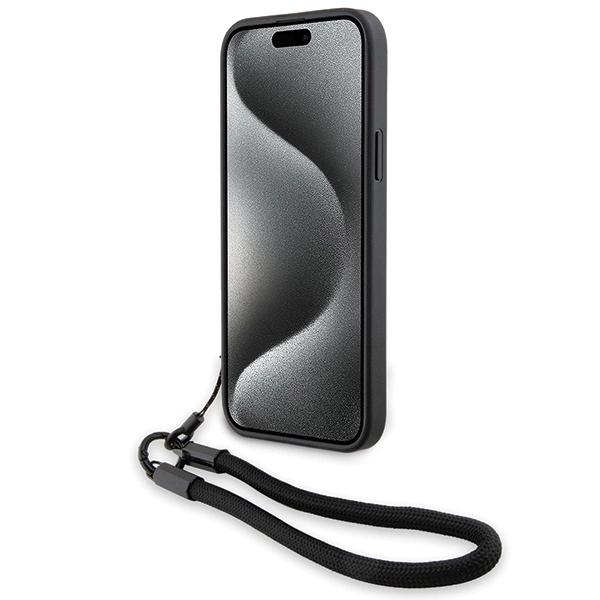Bmw Signature Leather Wordmark Cord Case For Iphone 15/14/13 - Black