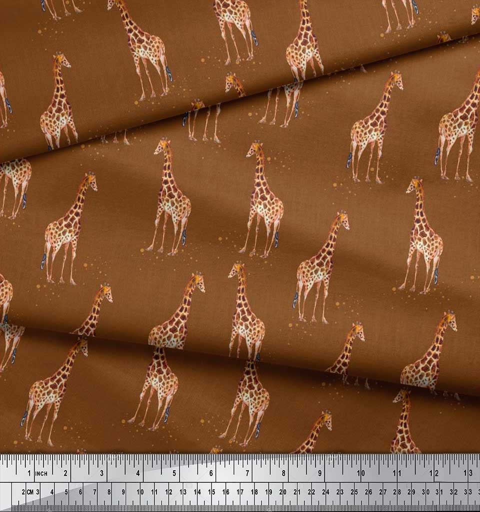 Soimoi Черная японская креп-сатиновая ткань в горошек и жираф с животным декором, ткань с принтом BTY, 42 дюйма