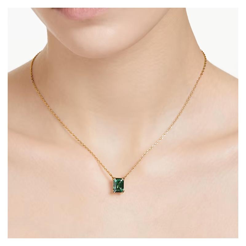 Swarovski Кулон-квадрат Stilla Matrix Декорация Золотой Тон Ожерелье Женское Зеленый 5677141