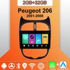 Android Carplay автомобильное радио для Peugeot 206 2001-2008 мультимедийный проигрыватель головное устройство стерео GPS навигация BT WIFI 2+32 ГБ