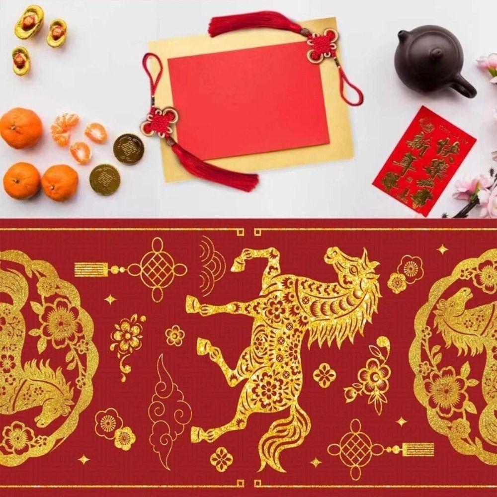 New 2026 New Year Table Runner 13x72 Inch Reusable Year of the Horse Tablecloth Linen Home Decoration Dining Table Decor