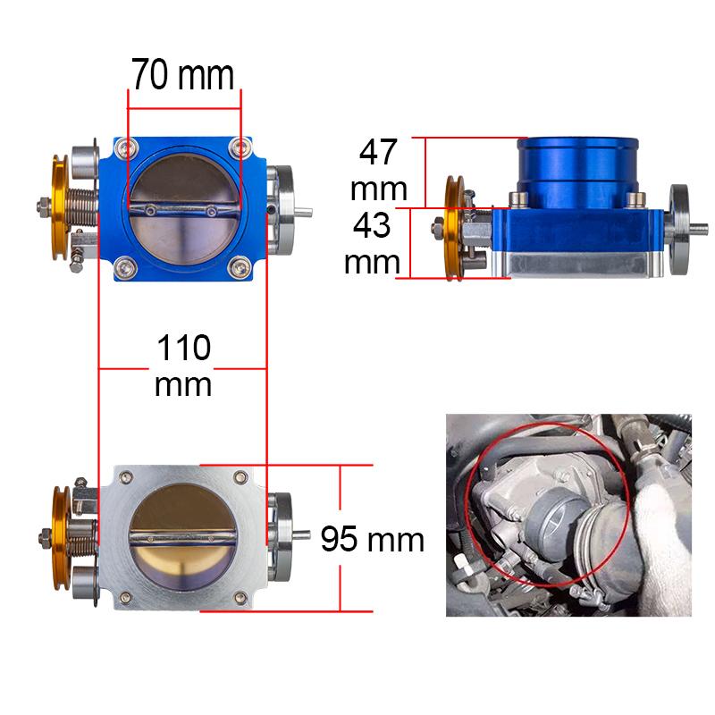 UNIVERSAL THROTTLE BODY 70mm 80mm 90mm THROTTLE BODY PERFORMANCE INTAKE MANIFOLD BILLET ALUMINUM HIGH FLOW