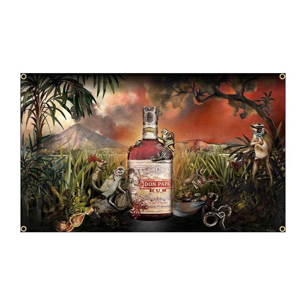 Don Papas Rum Flag Polyester Printed Wine Banner For Decor Room tapestry wall decoration Bar decoration flag