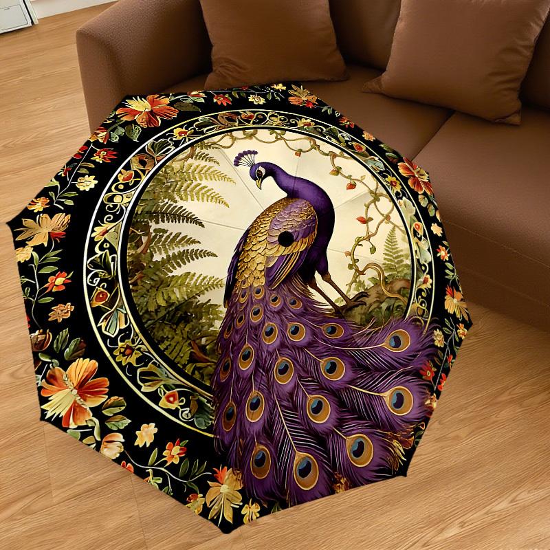 1PC peacock floral Umbrella-8-Rib Reinforced, Automatic Open, Lightweight & Durable, Cute Fashion Accessory for Outdoor-K1293