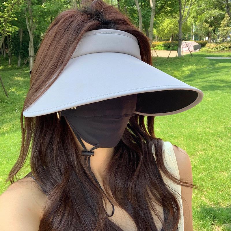 Летняя шляпа с широкими полями из ледяного шелка, шляпа с открытым верхом, женская уличная ультрафиолетовая портативная шляпа, складная шляпа от солнца