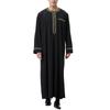 Men's Muslim Shirt Print Kaftan Islamic Royalty Dubai Robe O-Neck Long Sleeve Retro Tunics Abaya Loose Kandoura
