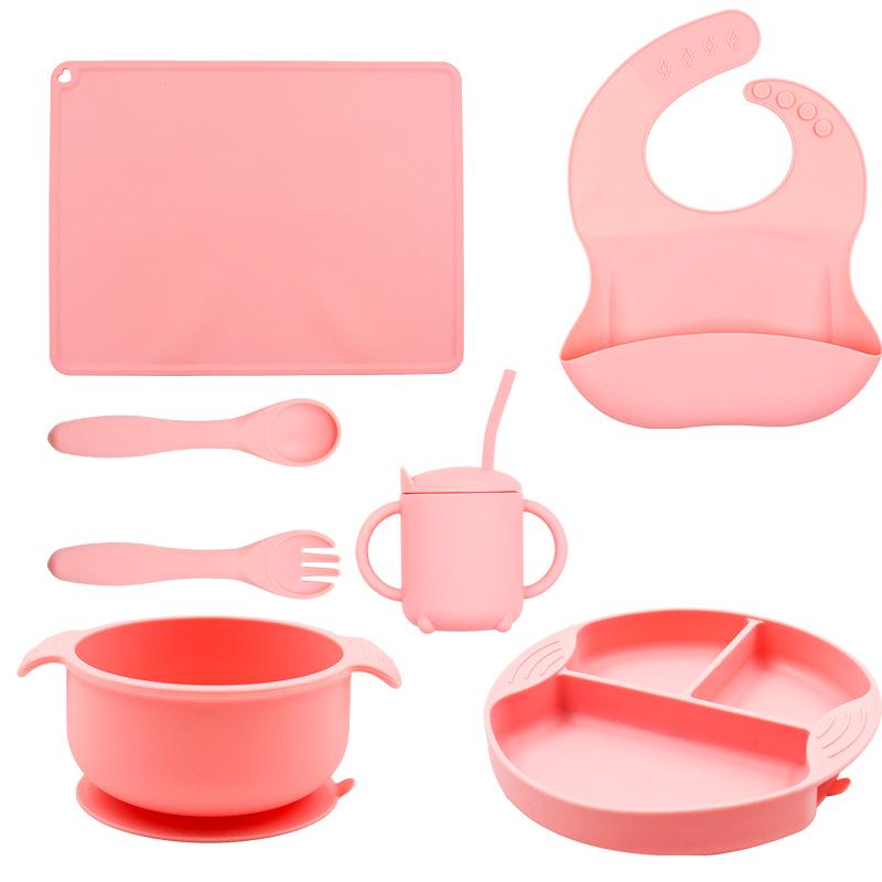 "Full Silicone Baby Meal Tray Set with Suction Cup - Divided Tableware for Children's Meals"
