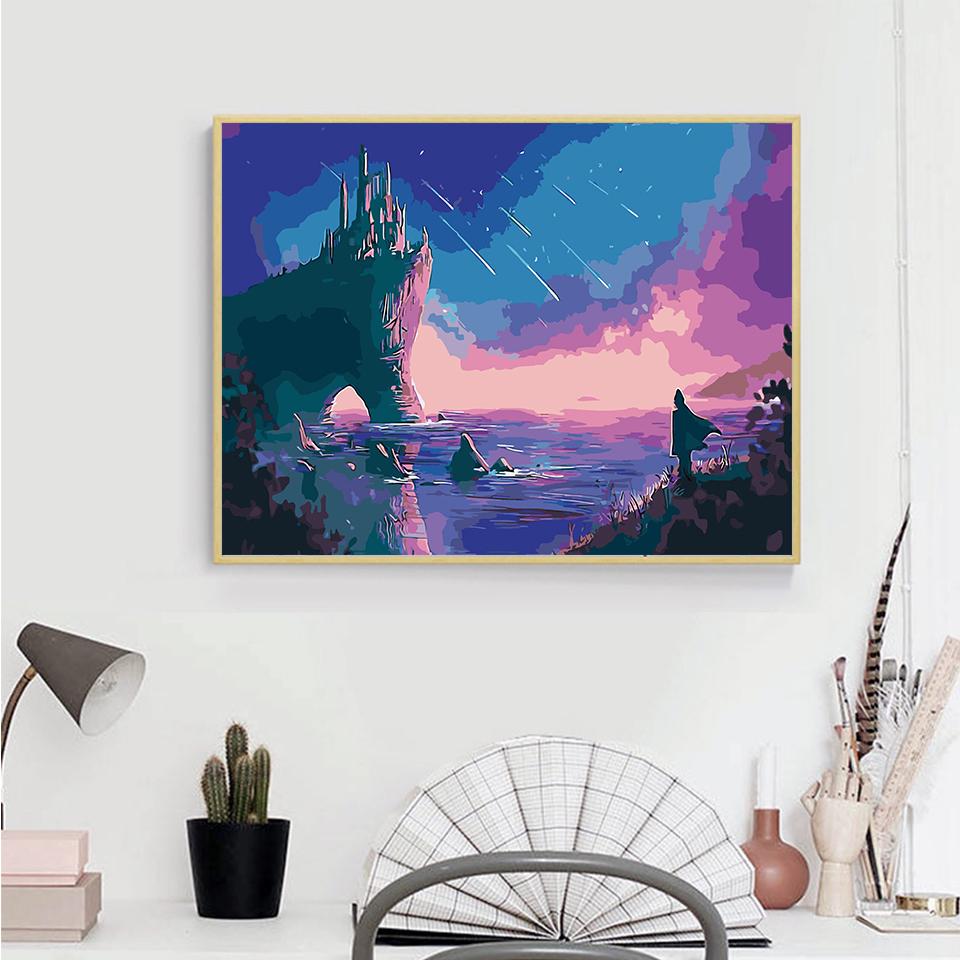 Diy Painting By Numbers Scenery Paint Canvas Hand Painted Oil Pictures By Numbers Christmas Gift