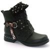 Womens Studded Goth Ankle Boots Timeless Chelsea Hollow Punk Buckle Martin Shoes