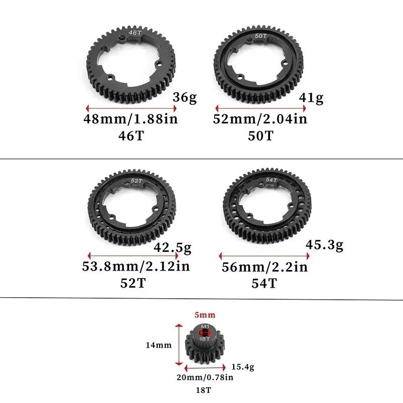 Steel 46T 50T 52T 54T Spur Gear with M1 18T Pinion Gear 6447 6449 for Traxxas 1/5 X-Maxx 1/7 XO-1 1/10 Maxx 1/10 E-REVO 2.0V