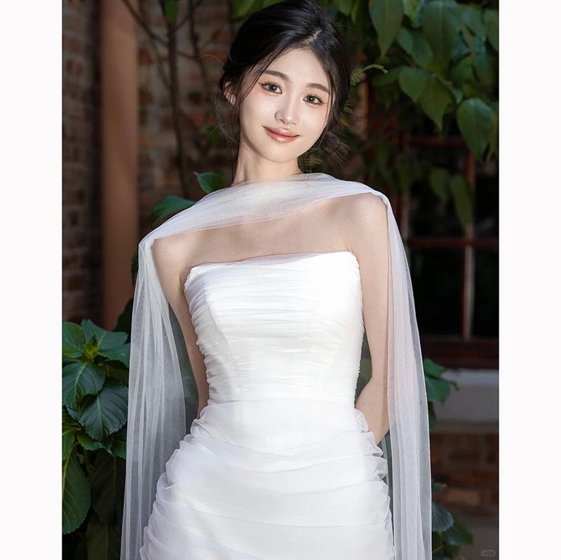 Шелковая свадебная фата и шарф для фотосессии невесты