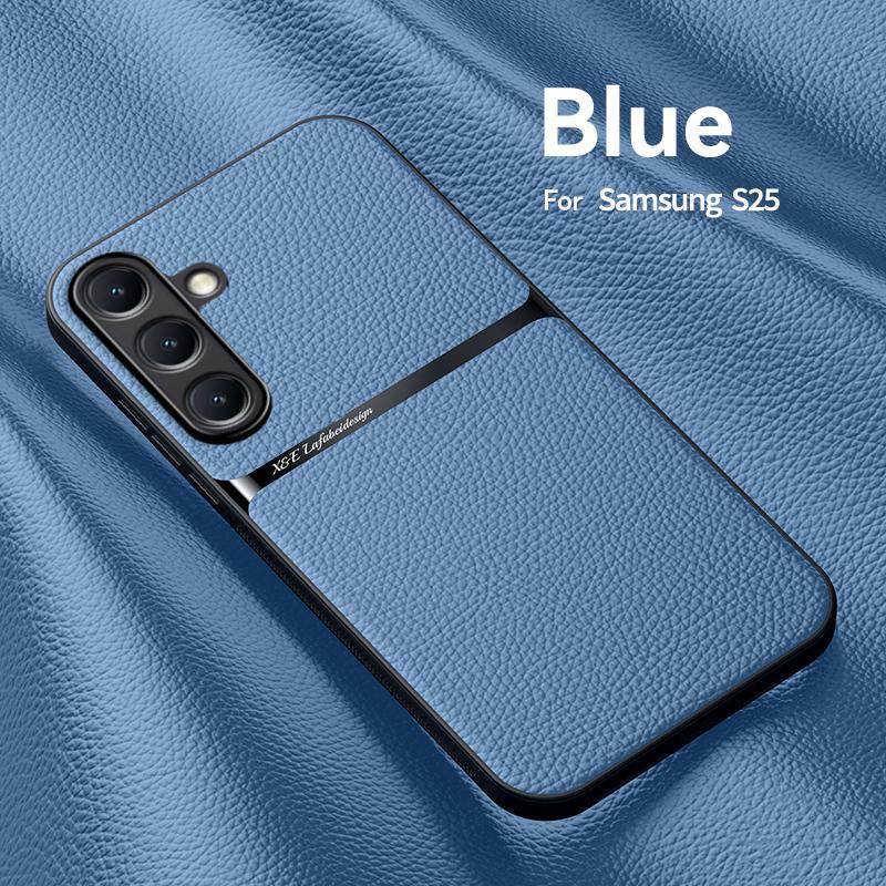 Тонкий кожаный чехол с магнитным покрытием для телефона Samsung S25 S24 FE S23 Ultra S22 S21 A16 A55 A54 A15 A35 A34, мягкий противоударный чехол-бампер MagSafe