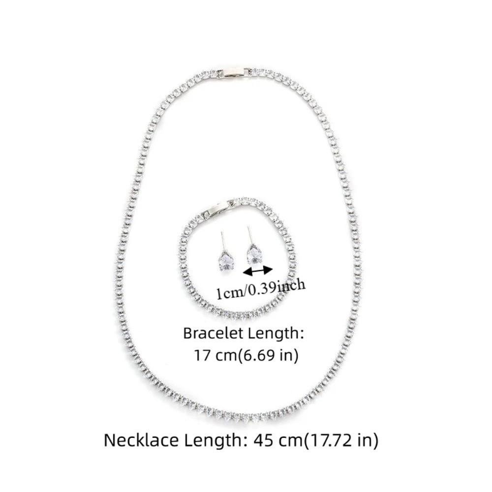 3Pcs/set Elegant Cubic Zirconia Jewelry Set Zirconia Wedding Accessories Set Bride