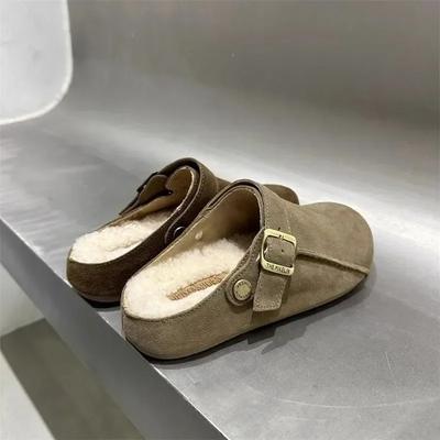 Новые женские домашние тапочки Удобные Толстоподошвенные Весенне-осенние Классический Замшевый Дизайн Тапочки Баотоу Плюшевые Mujer Zapatos