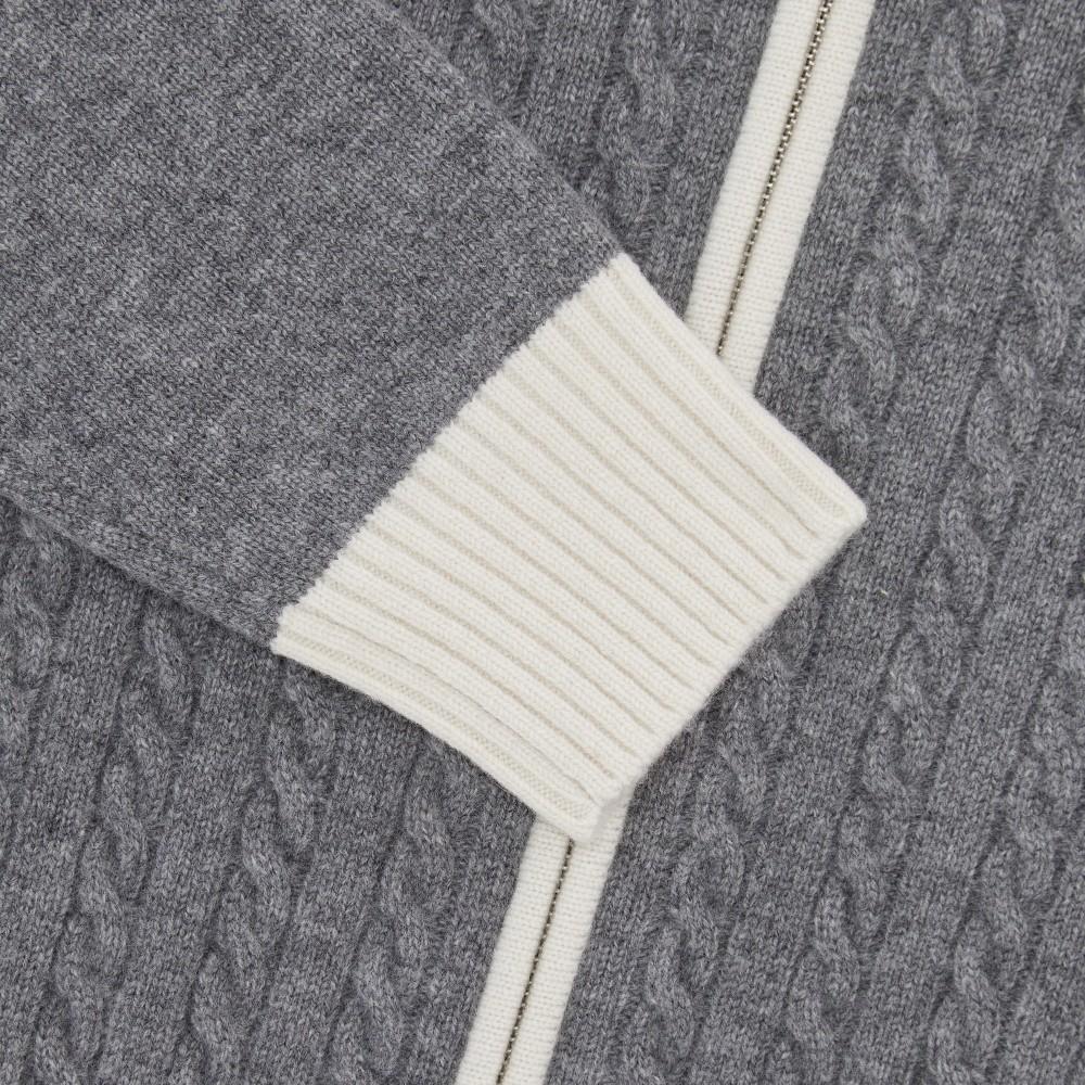 [Lacoste] Women's Cable Zip-Up Cardigan AF420E-55NHDE