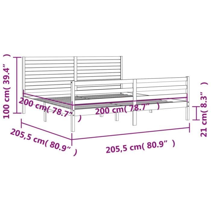 VidaXL Bed Frame with Headboard 200x200 Cm Solid Wood 3195046