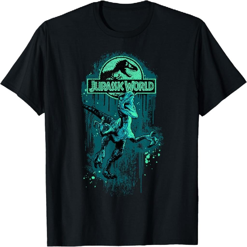 Jurassic World Distressed Raptor Paint Splatter Logo T-Shirt