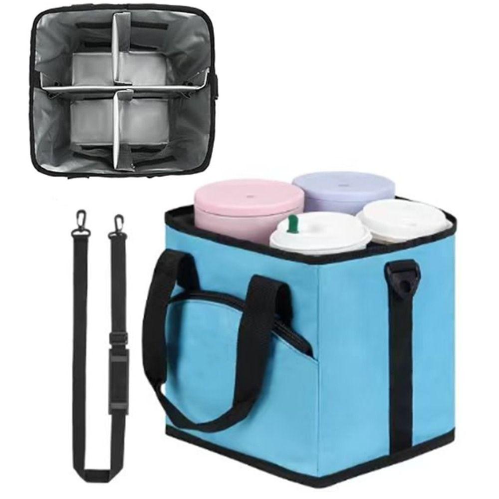 No-Spill Vehicle Drink Storage Bag 4 Compartment Car Cup Storage Pouch Daily Driving