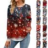 Women's Fashion Christmas Printed Dresses Autumn Casual Tops Long Sleeve Shirts Loose Pullovers