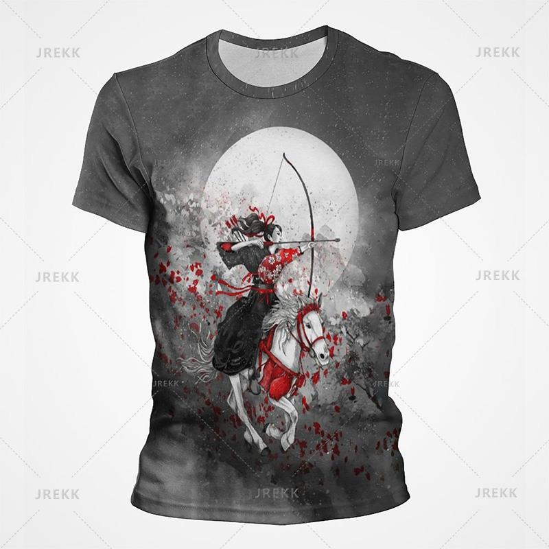 Винтажные японские футболки с рисунком тушью, старинные женские футболки с 3D-принтом для мужчин, повседневные уличные топы, новые летние детские дышащие вещи