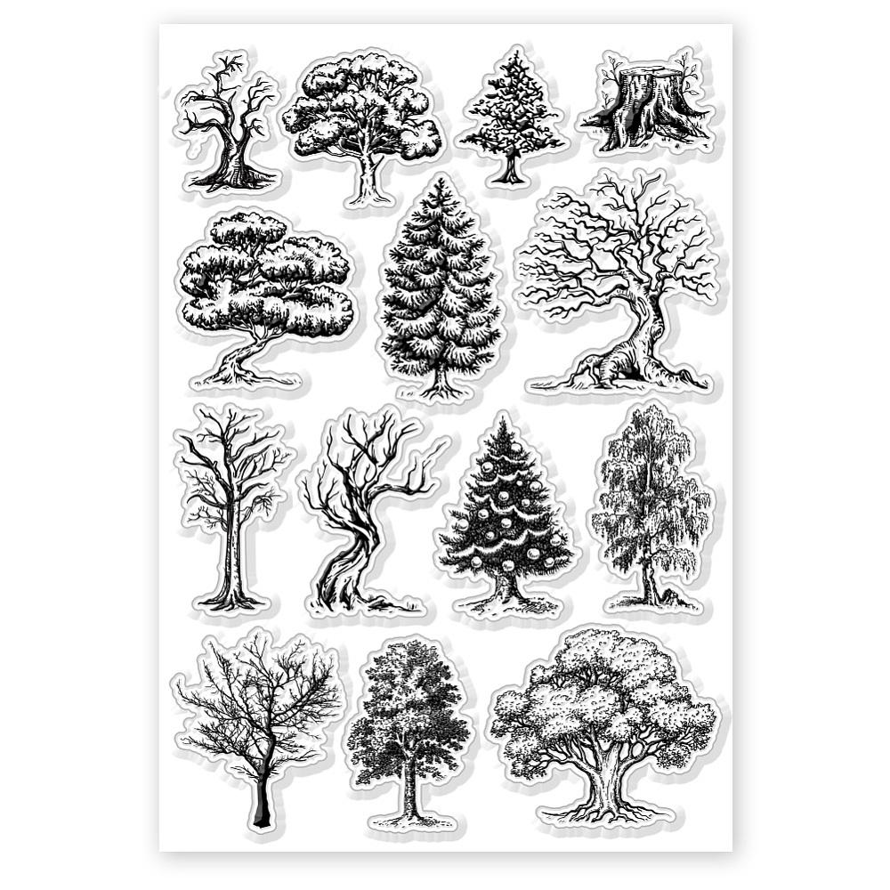 PVC Stamps for DIY Scrapbooking Photo Album Decorative Cards Making Stamp Sheets Film Frame Tree 21x14.8x0.3cm