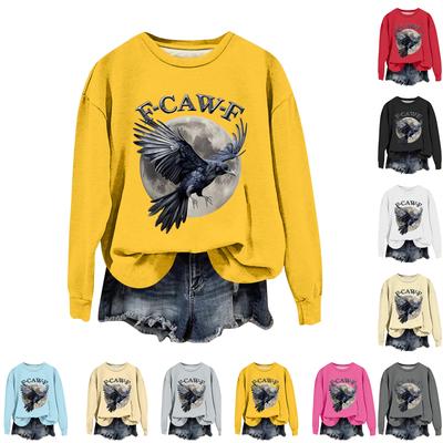 Женская модная повседневная толстовка с длинным рукавом, свободного кроя, с принтом