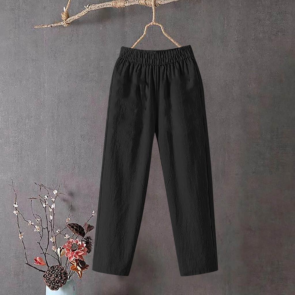 Женские модные однотонные свободные брюки большого размера с эластичной талией и маленькими штанинами, повседневные брюки