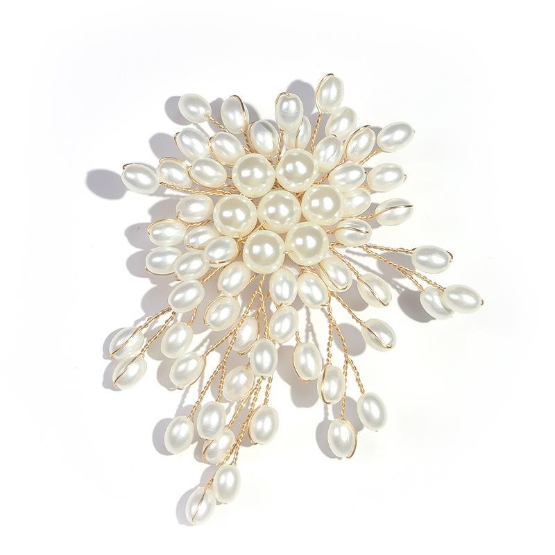 Высококачественная ручная работа, темпераментная роскошная брошь в виде снежинки с жемчугом, женская брошь в виде корсажа, элегантная брошь для пальто, корсаж