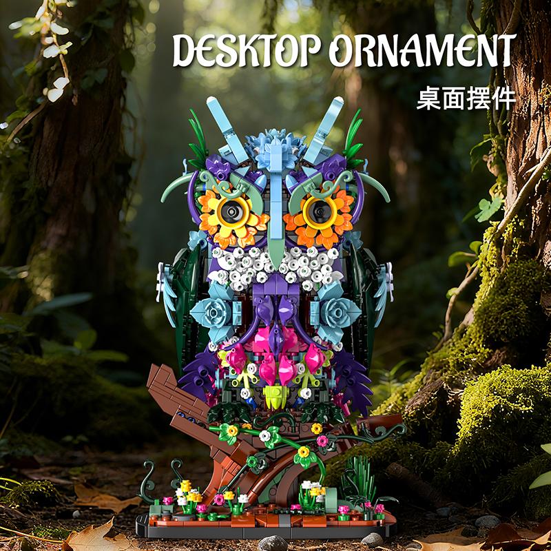 Нетоксичный Moc Механический Цветная Сова Модель Строительные Блоки Город Креативные Настольные Украшения Животные Кирпичи Образовательные Игрушки Дети Взрослые Подарок