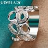 URMYLADY Стерлингового Серебра 925 пробы Круглый Полый Циркон 7-10 Кольцо Для Женщин Свадебное Очарование Обручальное Модные Ювелирные Изделия