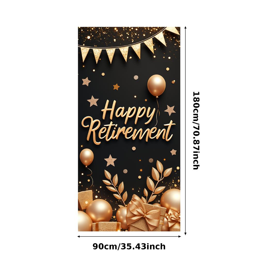 Retirement Party Banner Gift Box Design Party Decoration Polyester Material Party Backdrop for Photo Shoot Indoor Celebration