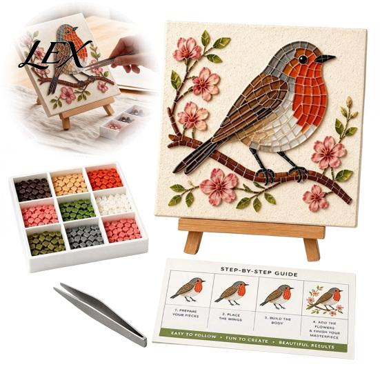 Mosaic Art Kit for Adults Garden Woodland Kit, DIY Animal Tile Craft Sea Glass Making Beginner Friendly Crafting Project Adults, Handmade Home