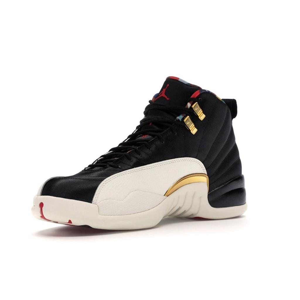 Air Jordan 12 Retro Chinese New Year 2019 Men Sneakers Black Sail-Metallic-Gold-True-Red CI2977-006